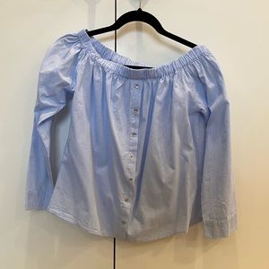 Tractrblu off the shoulder pinstripe blouse